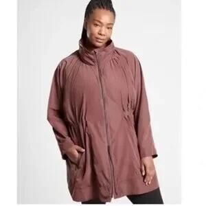 Athleta 3X Plus Size Drip Drop Rain Jacket Lightweight Packable Coat Hooded